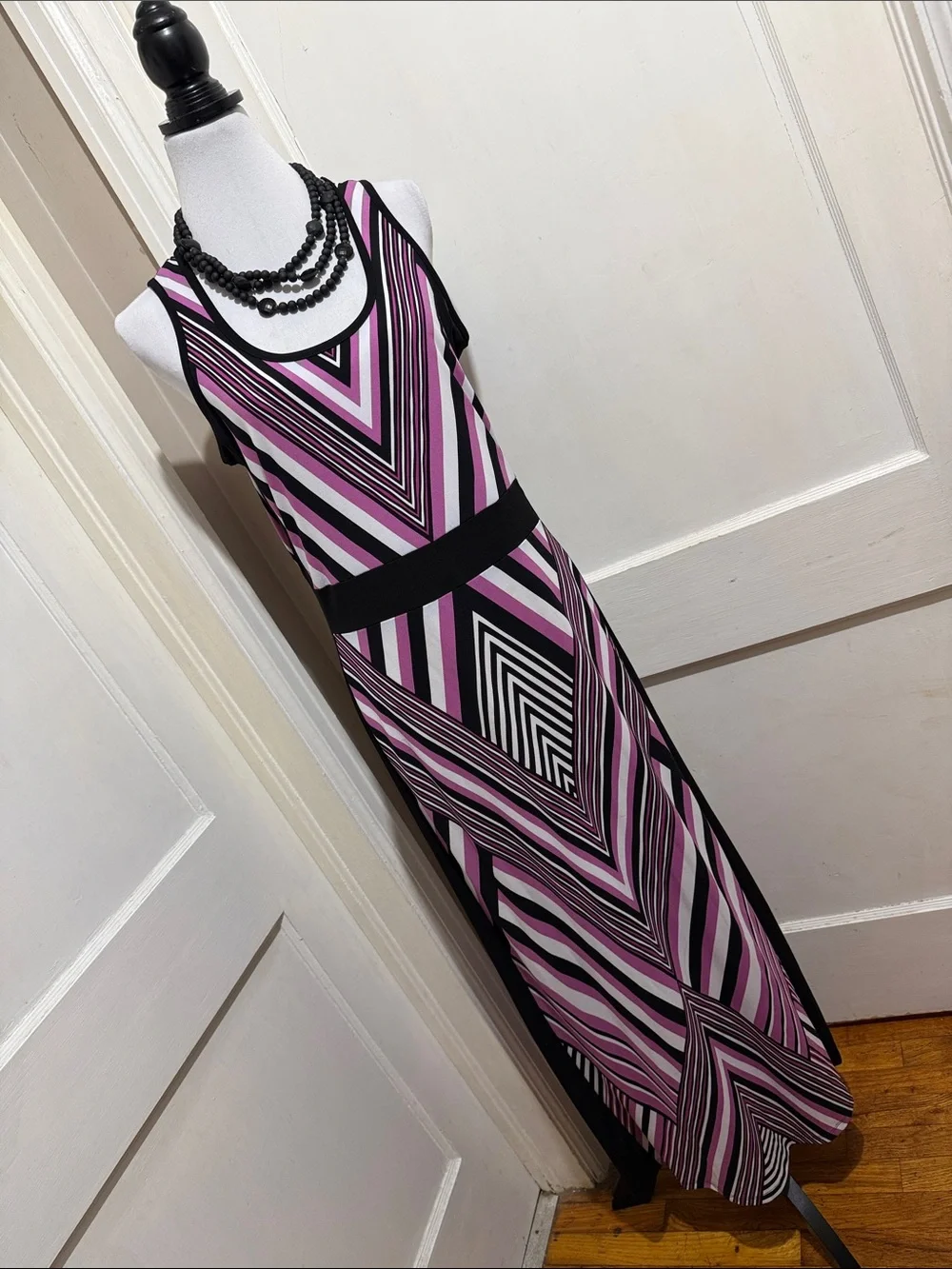 Michael Kors Black and Pink Geometric Maxi Dress